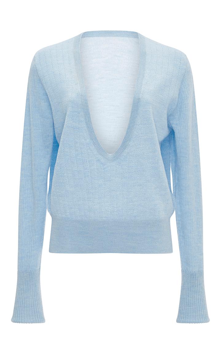 Tome Light Blue V-neck Wool Sweater