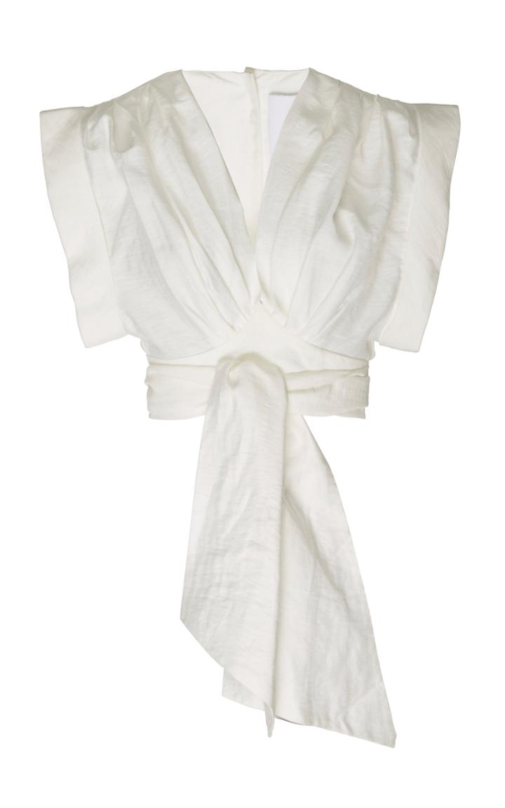 Acler Eudon Cropped Tie-front Poplin Top