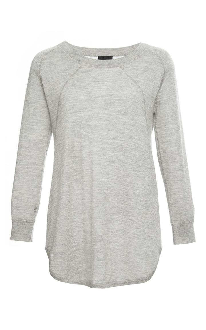 Atm Light Grey Three Quarter Sleeved Cashmere Pullover