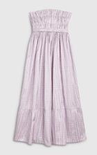 Moda Operandi Brock Collection Saura Smocked Gingham Silk Strapless Midi Dress