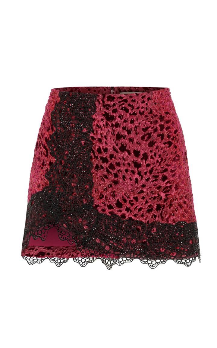 Raisa Vanessa Scoped Fushsia Mini Skirt With Lace Details