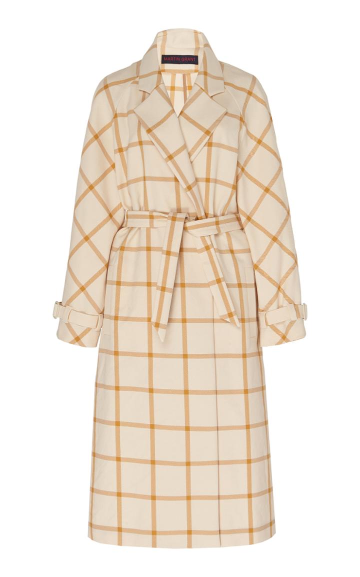 Martin Grant Checked Twill Trench Coat