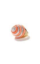 Moda Operandi Windsor Jewelers Vintage 18k Yellow Gold Coral & Diamond Ring
