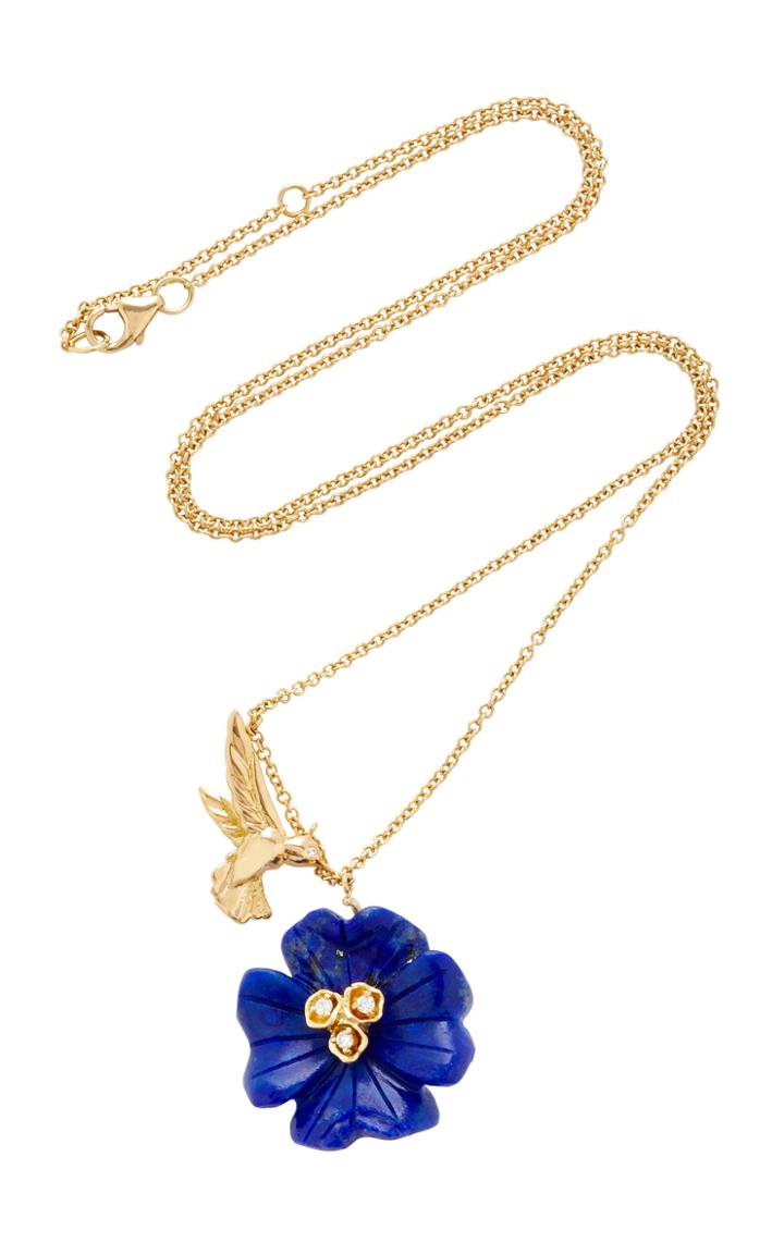 Brent Neale Clover & Hummingbird Charm Necklace