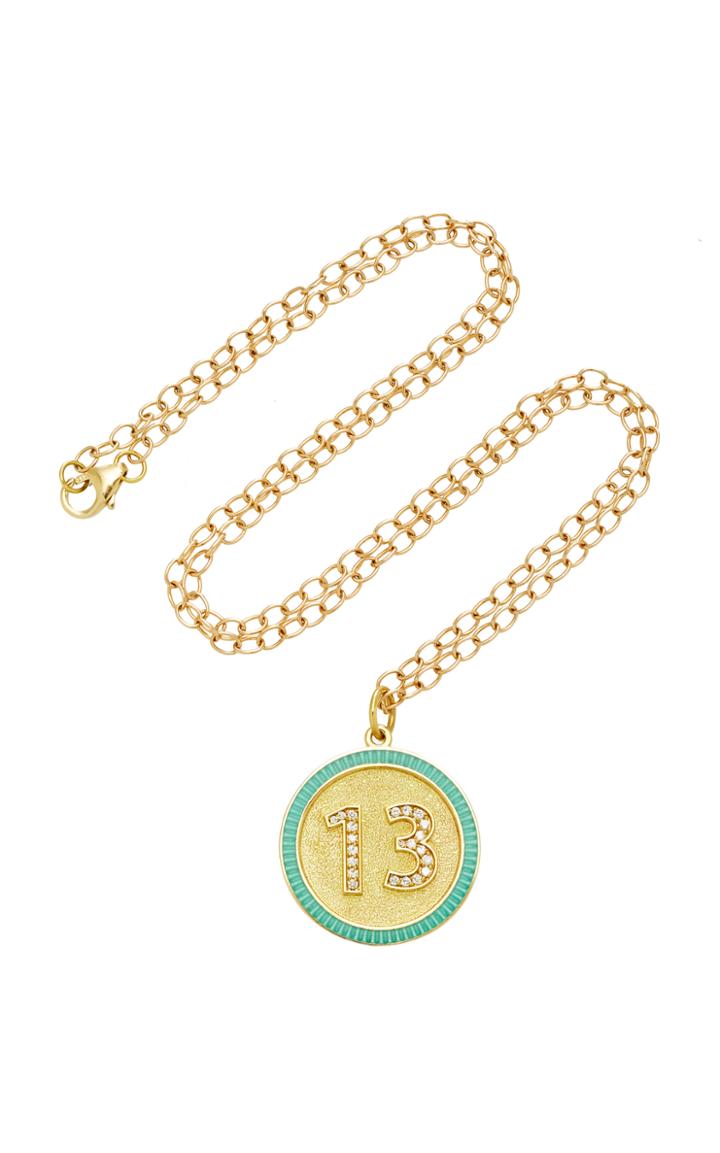 Andrea Fohrman Custom Diamond Number Enamel Necklace