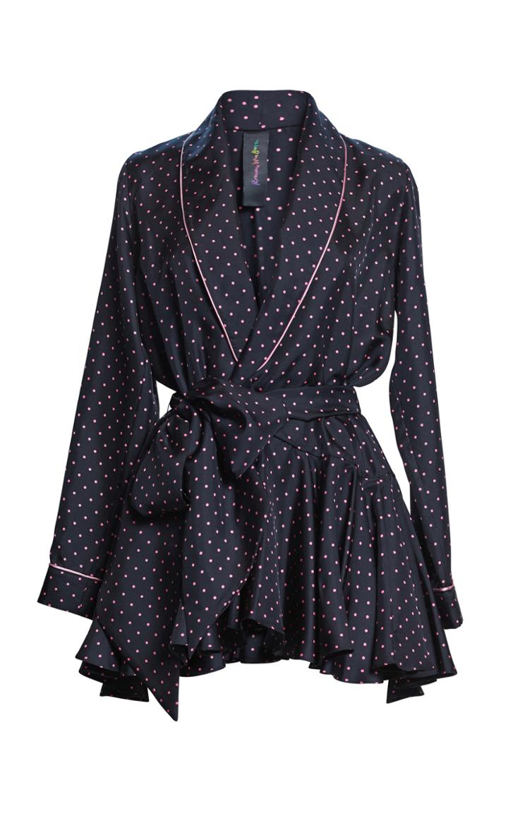 Romance Was Born Pink Spot Robe Flared Blouse