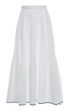 Moda Operandi Le Sirenuse Positano Flower Cheque Evelyn Tiered Linen Midi Skirt Size