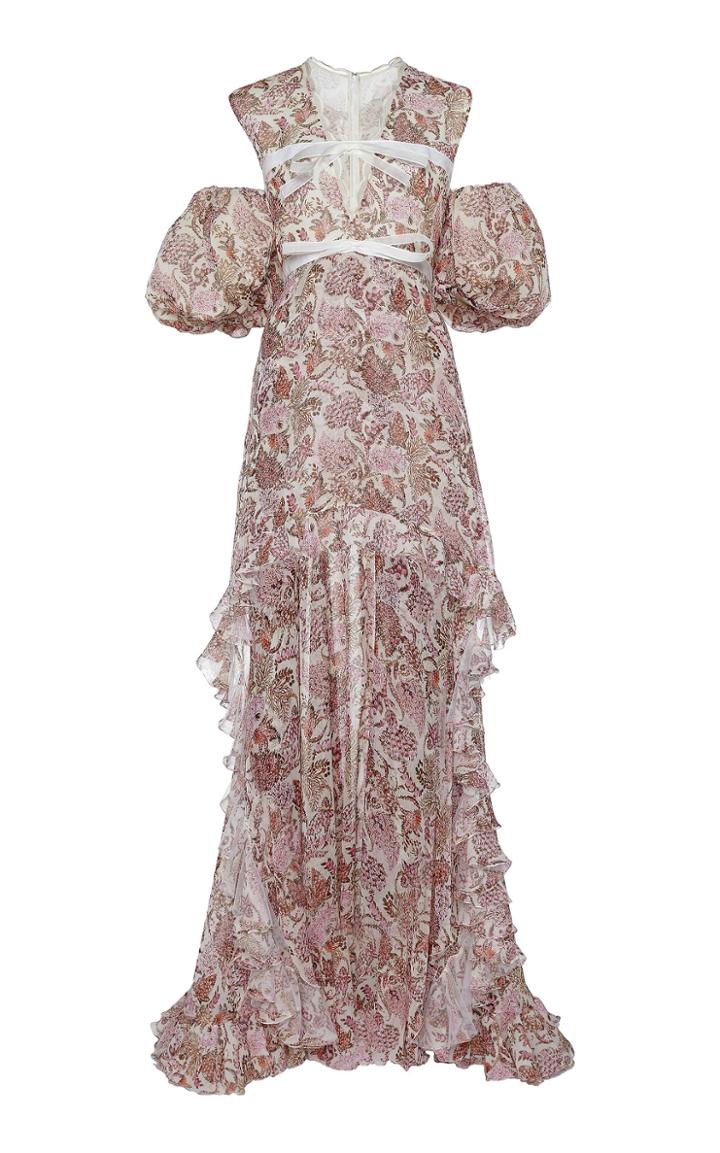 Moda Operandi Giambattista Valli Floral Printed Asymmetric Maxi Dress Size: 40