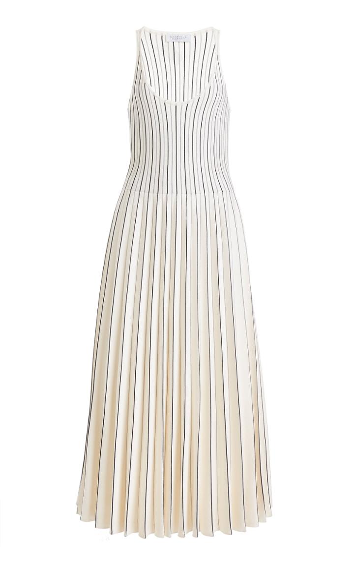 Moda Operandi Gabriela Hearst Zeleia Pleated Striped Wool-blend Knit Midi Dress