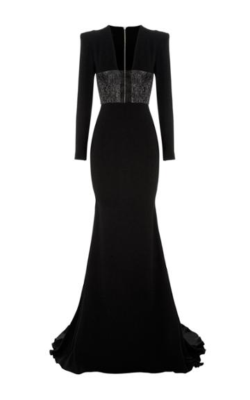 Alex Perry Easton Lurex Long Sleeve Gown
