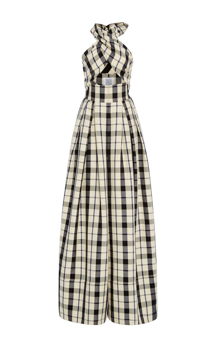 Rosie Assoulin Artichoke Hearts Plaid Jumpsuit