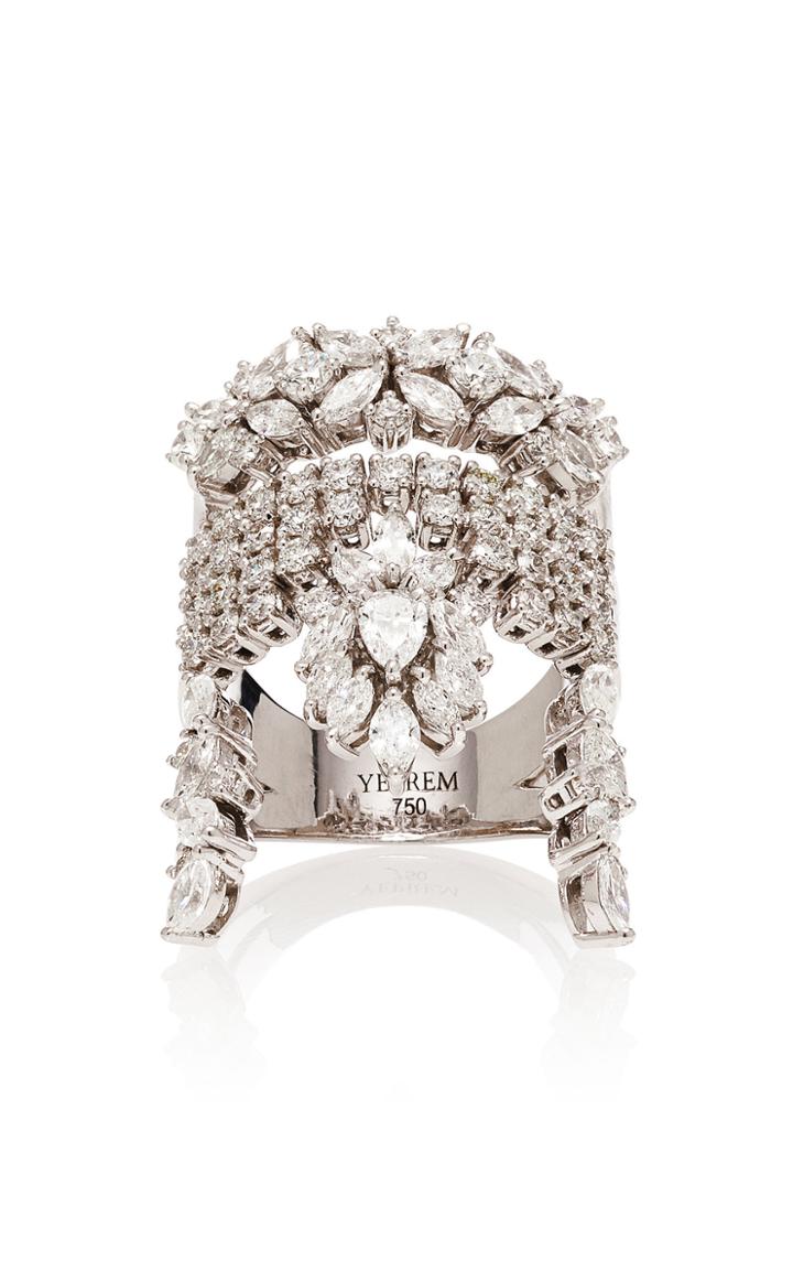 Yeprem Stack Illusion 18k White And Diamond Ring