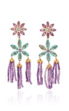 Bounkit 14k Gold-plated, Amethyst And Quartz Earrings