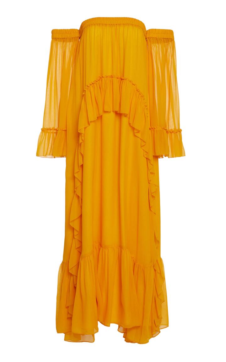 Amur Odessa Off-shoulder Silk Maxi Dress