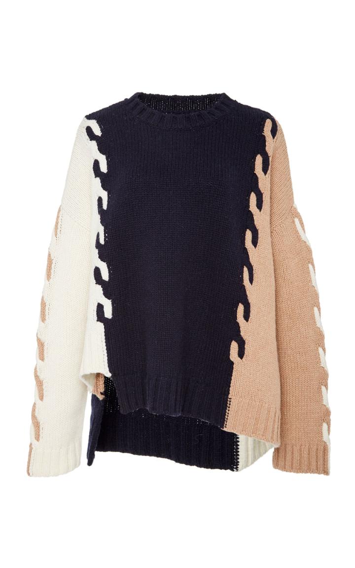 Monse Asymmetric Color-blocked Wool Sweater Size: Xs