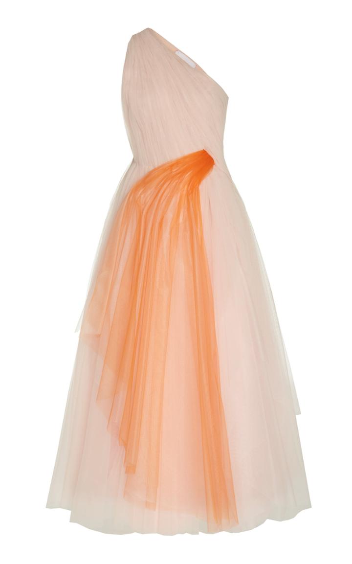 Carolina Herrera Draped One-shoulder Chiffon Gown
