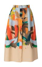 Moda Operandi Akris Belted Printed Cotton A-line Midi Skirt