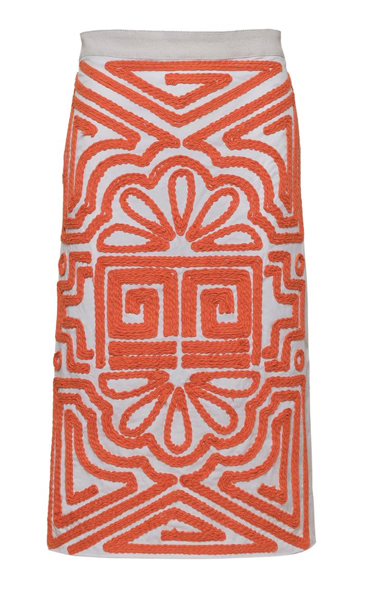Moda Operandi Johanna Ortiz Sanskrit Embroidered Cotton-blend Midi Skirt
