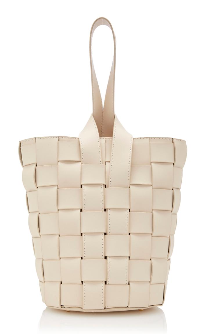 Cult Gaia Febe Woven Leather Bucket Bag