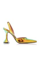 Amina Muaddi Holli Iridescent Textured-leather Slingback Pumps