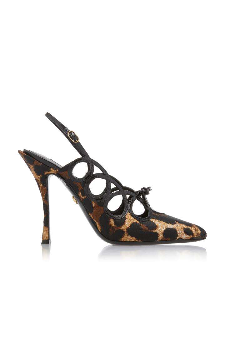 Dolce & Gabbana Printed Satin Slingback Pumps