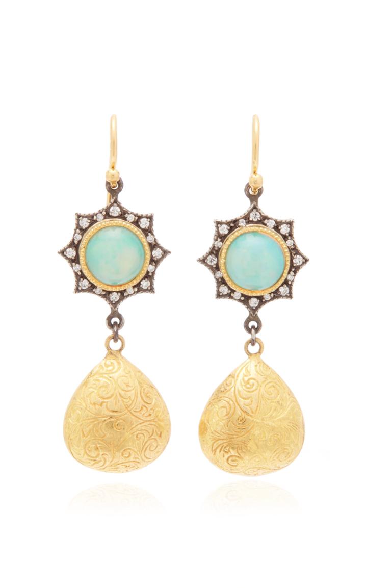 Moda Operandi Arman Sarkisyan 22k Gold Opal Flower Drop Earrings