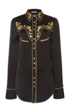 Paco Rabanne Embroidered Satin Button Down Shirt