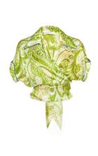 Etro Paisley-print Silk Satin-jacquard Wrap Top