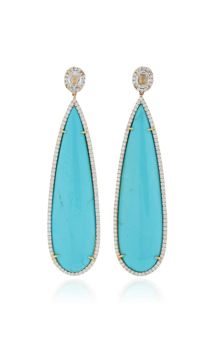 Pamela Huizenga Sleeping Beauty Turquoise And Diamonds Earrings