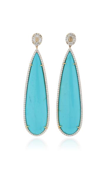 Pamela Huizenga Sleeping Beauty Turquoise And Diamonds Earrings