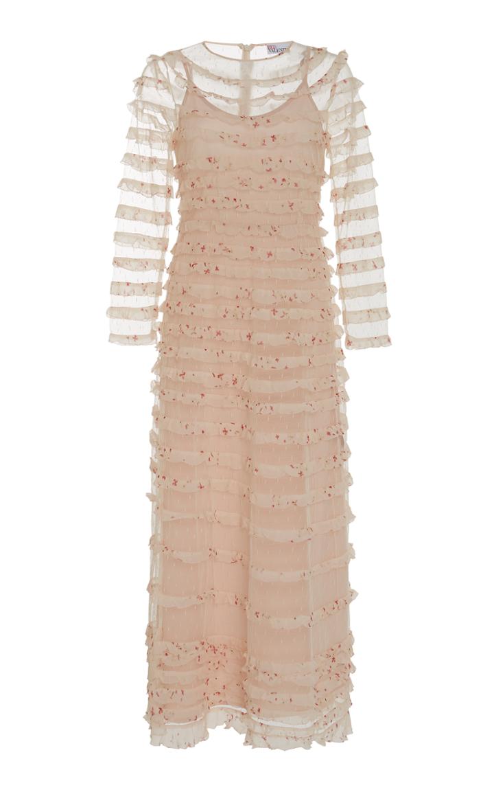 Red Valentino Printed Ruffle Lace Dress