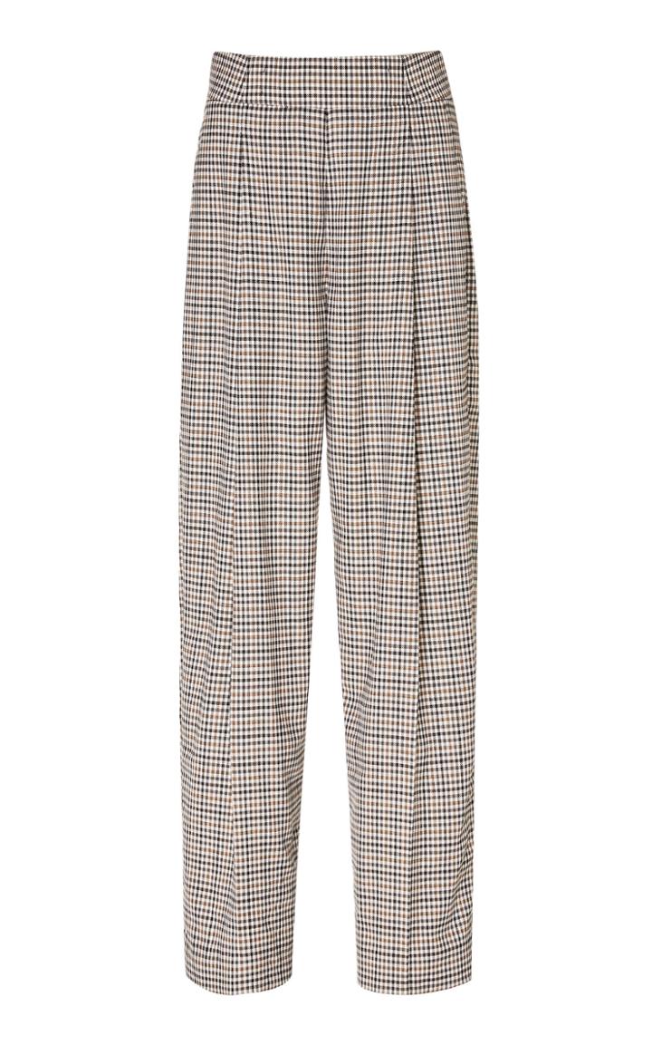 Oscar De La Renta Gingham Wool High-waist Pants