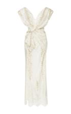 Alessandra Rich Sleeveless Full Length Embellished Lace Dress