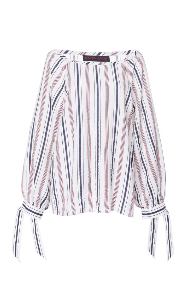 Martin Grant Balloon Sleeve Knot Blouse