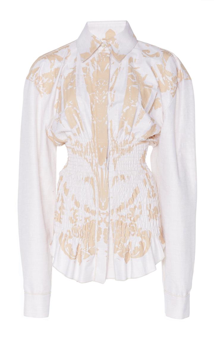 Acne Studios Silissa Smocked Cotton Print Shirt