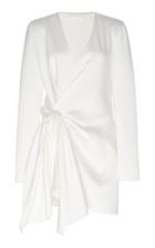 Unttld Satin Decollet Long Sleeve Cocktail Dress