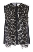Huishan Zhang Toniette Ostrich Feather Embellished Silk Top