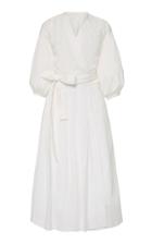 Three Graces London Delmare Belted Cotton-poplin Maxi Dress