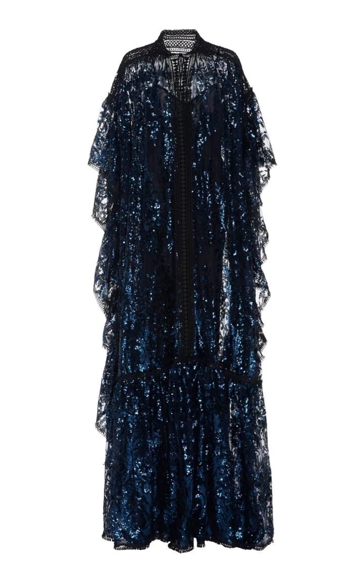 Naeem Khan Eyelet-trim Sequined A-line Gown