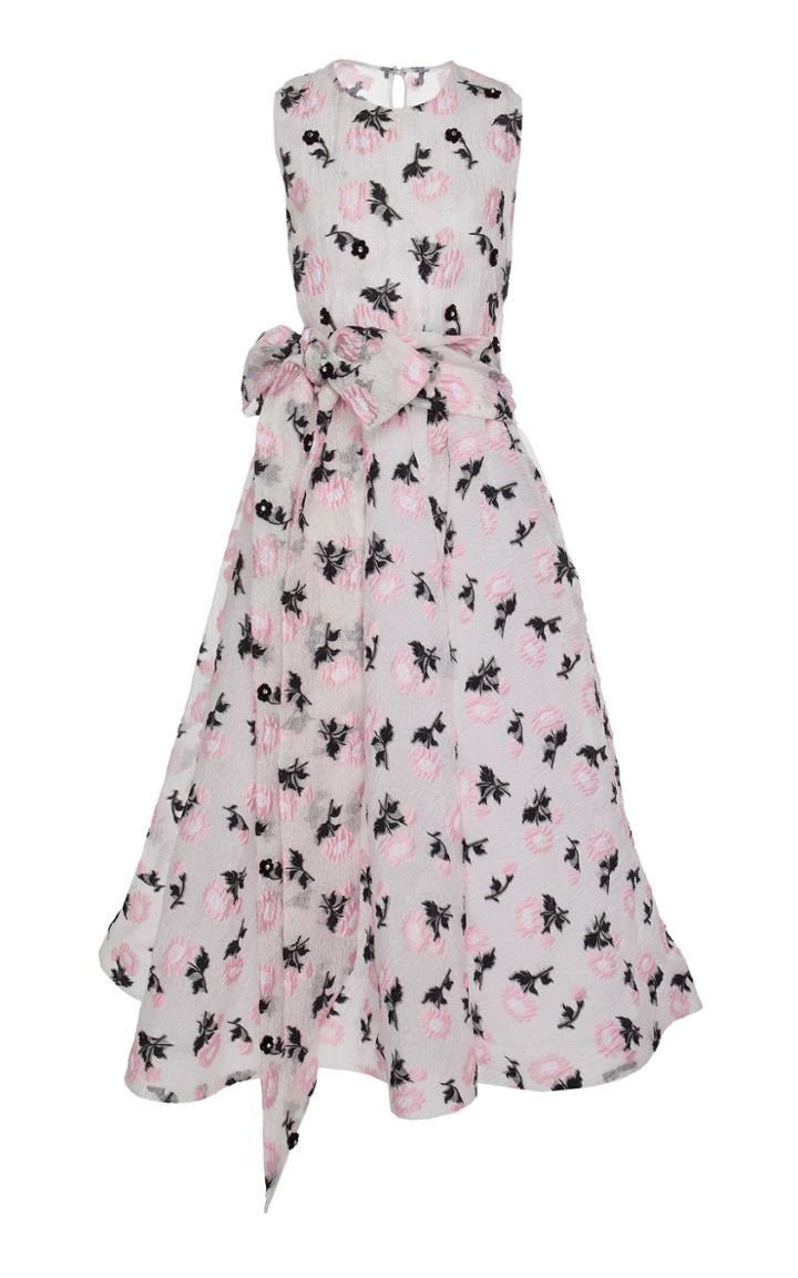 Ryan Lo Bow Detail Floral Jacquard Dress
