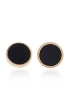 Established 18k Gold Black Enamel Dot Earrings