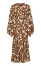 Michael Kors Collection Floral Crewneck Silk Dress
