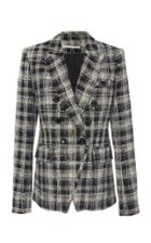 Veronica Beard Miller Faux Double-breasted Rhinestone-button Plaid Jacket