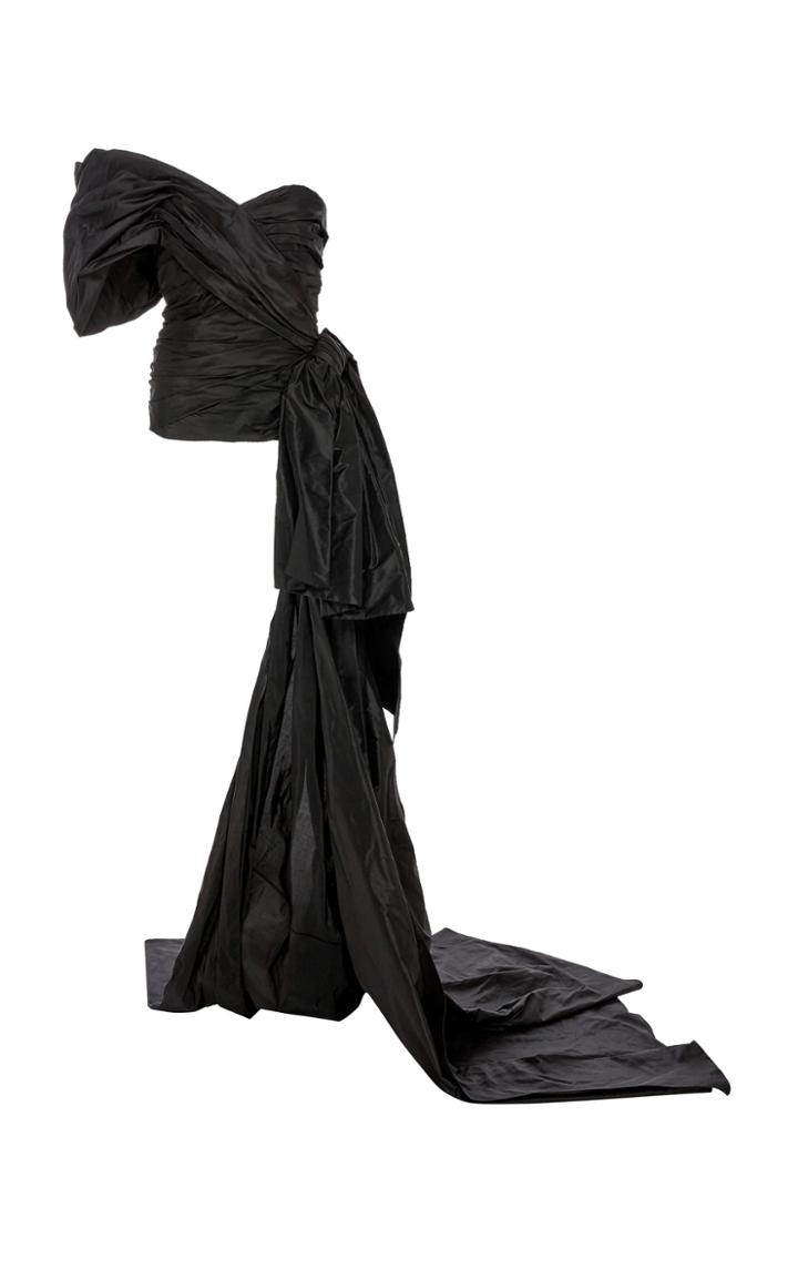Oscar De La Renta One Shoulder Ruched Blouse With Sash