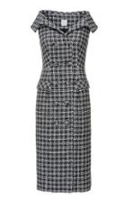 Moda Operandi Huishan Zhang Domino Belted Tweed Double-breasted Midi Dress