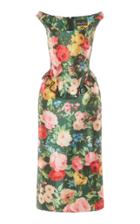 Richard Quinn Floral-print Satin Peplum Dress
