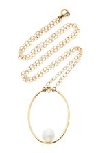 Moda Operandi Mizuki Large Pearl & Diamond Oval Pendant Necklace