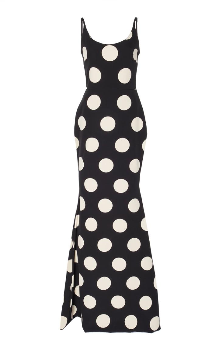 Christian Siriano Scoop Neck Large Polka Dot Gown