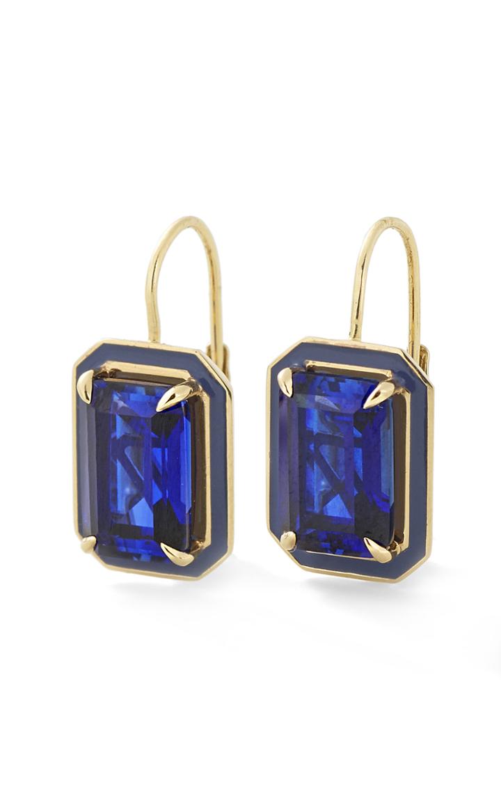 Moda Operandi Alison Lou Blue Sapphire Rectangle Cocktail Earrings