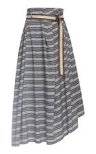 Brunello Cucinelli Striped Poplin Skirt With Monili D-ring Belt